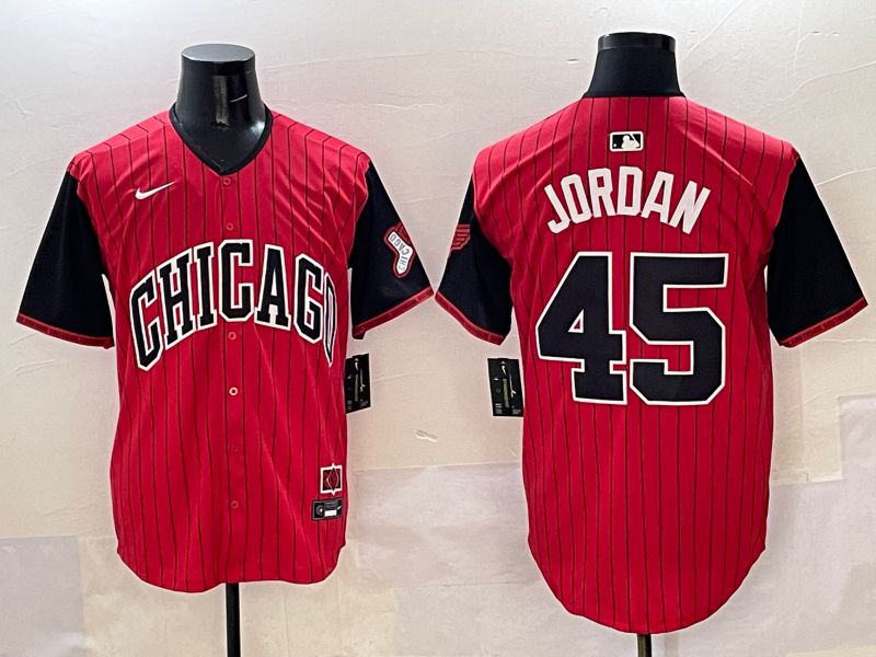 Men Chicago White Sox 45 Jordan Red Stripe Joint Name 2025 Nike MLB Jersey style 5